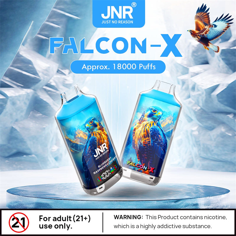 Jnr Falcon-X 18000 Puff Bar Crystal Vaper Dual Mesh Coil Adjustable Airflow Smoke 18k Puff E Disposable Vape