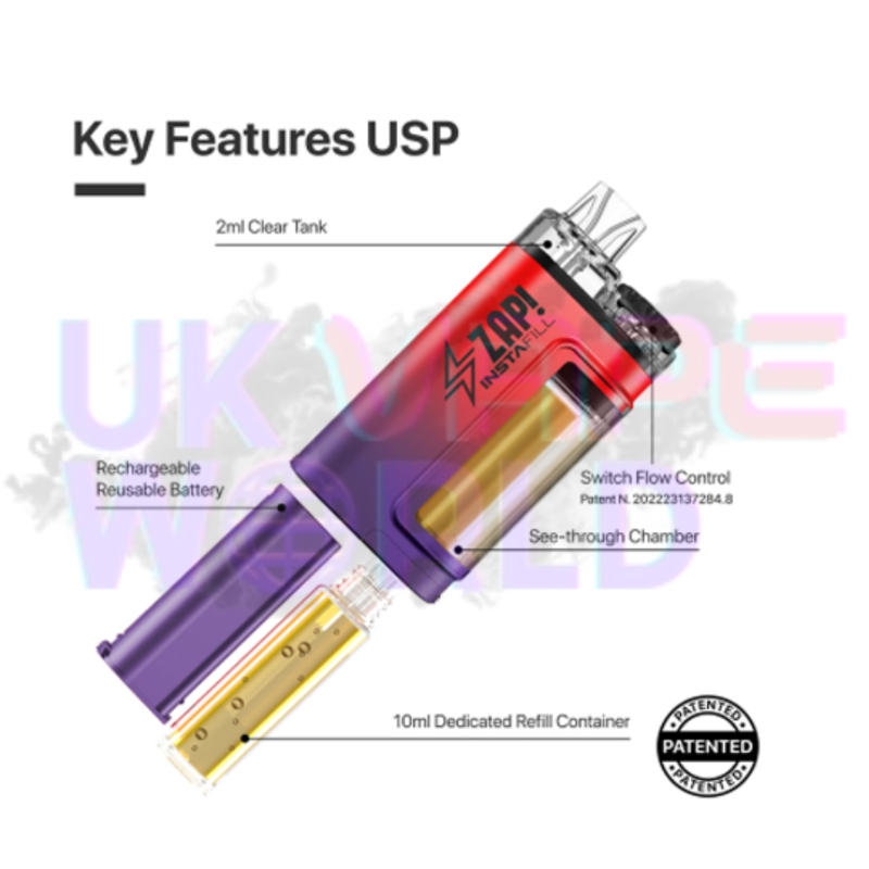 Zap Instafill Bar 3500 Puff Blue Raspberry Cherry