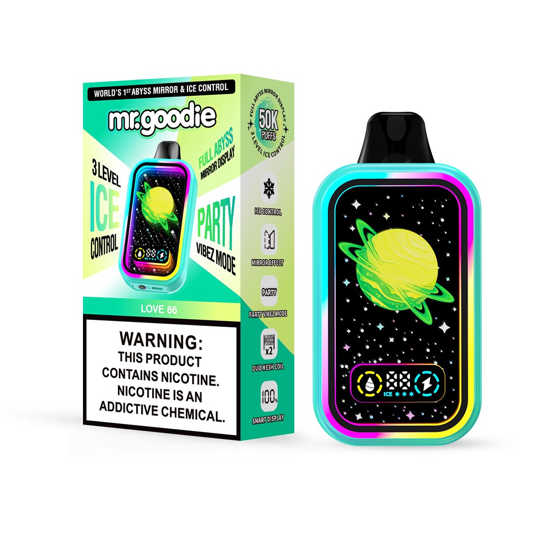 Mr.Goodie 50000 50K Puffs :Adjustable Ice Level Disposable Vape with Dual Mesh Coil