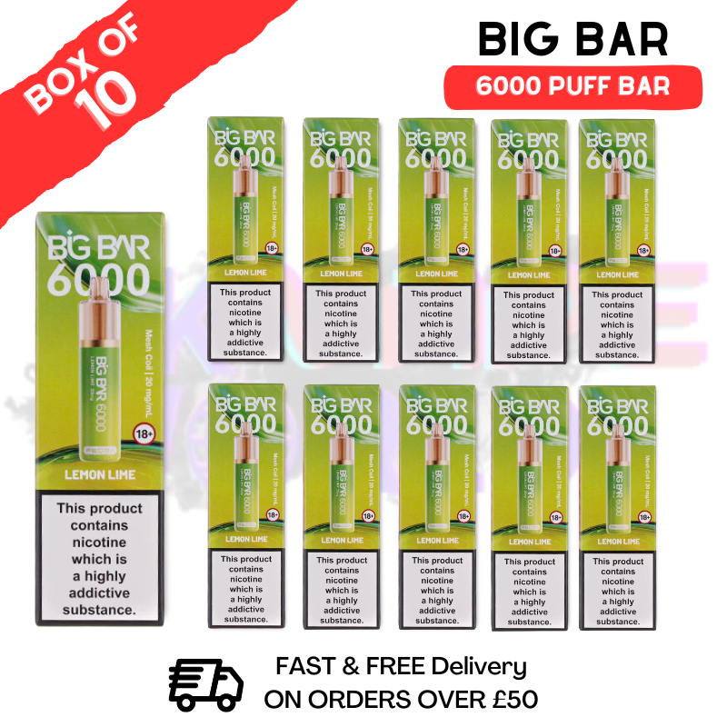 Lemon Lime Feoba Big Bar 6000 Puff 6K Box Of 10