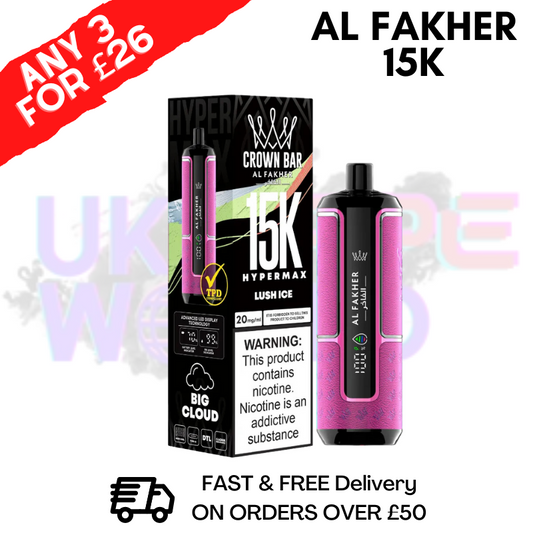 Lush Ice Al Fakher HyperMax 15k Puff | ANY 3 FOR £26