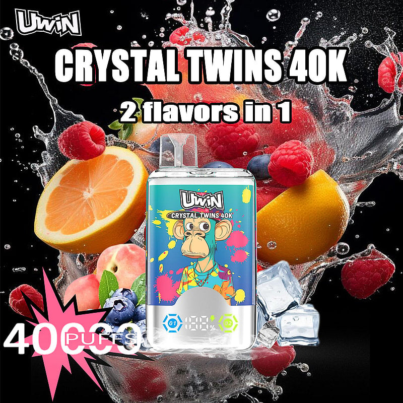 Uwin Twins Crystal 40k Disposable Vape Top Sale-850mAh battery, 30ml E-liquid, Multiple Nicotine 10 Flavors