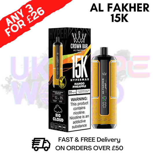 Mango Pineapple Al Fakher HyperMax 15k Puff | ANY 3 FOR £26