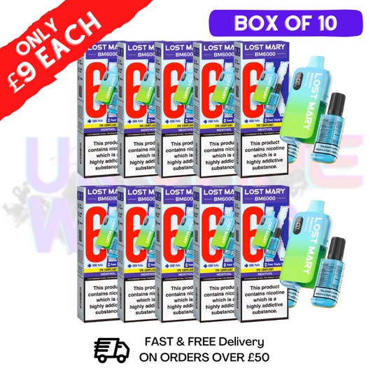 Menthol LOST MARY 6000PUFF 6K Box / Pack Of 10 Kit