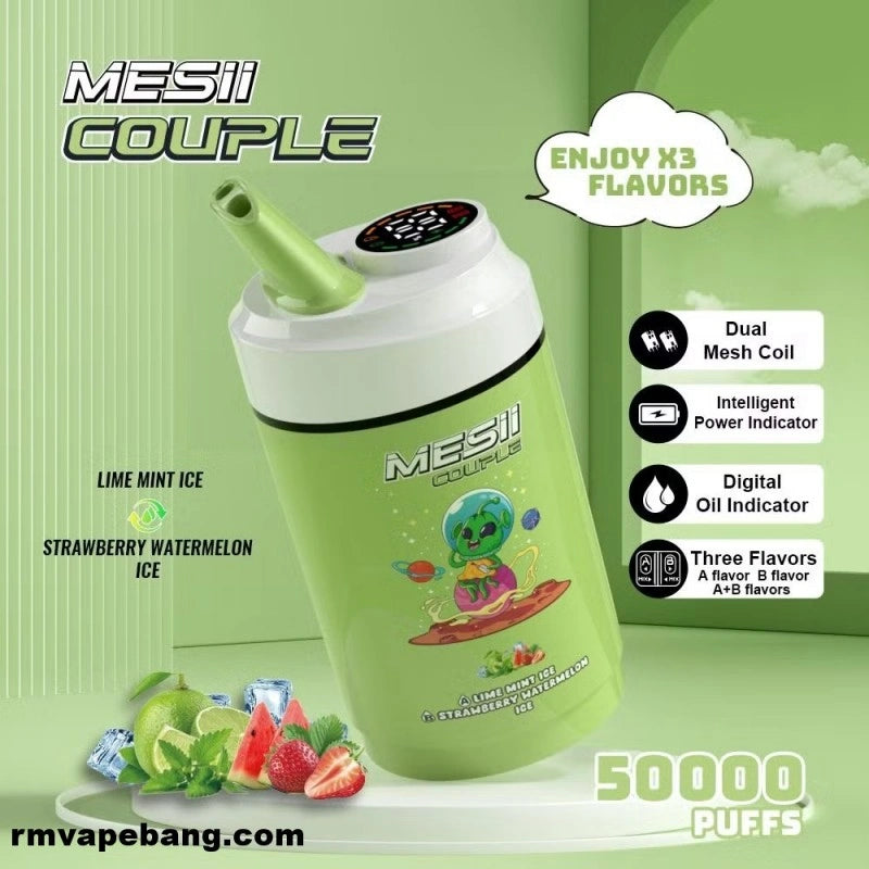 Mesii Couple 50K (Three Flavors) Top Choice for Vape Shops Factory Direct Price-800mAh battery, 40ml E-liquid, Multiple Nicotine 10 Flavors