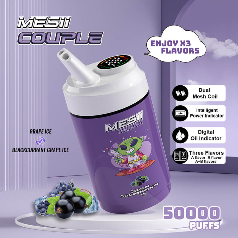 Mesii Couple 50K (Three Flavors) Top Choice for Vape Shops Factory Direct Price-800mAh battery, 40ml E-liquid, Multiple Nicotine 10 Flavors