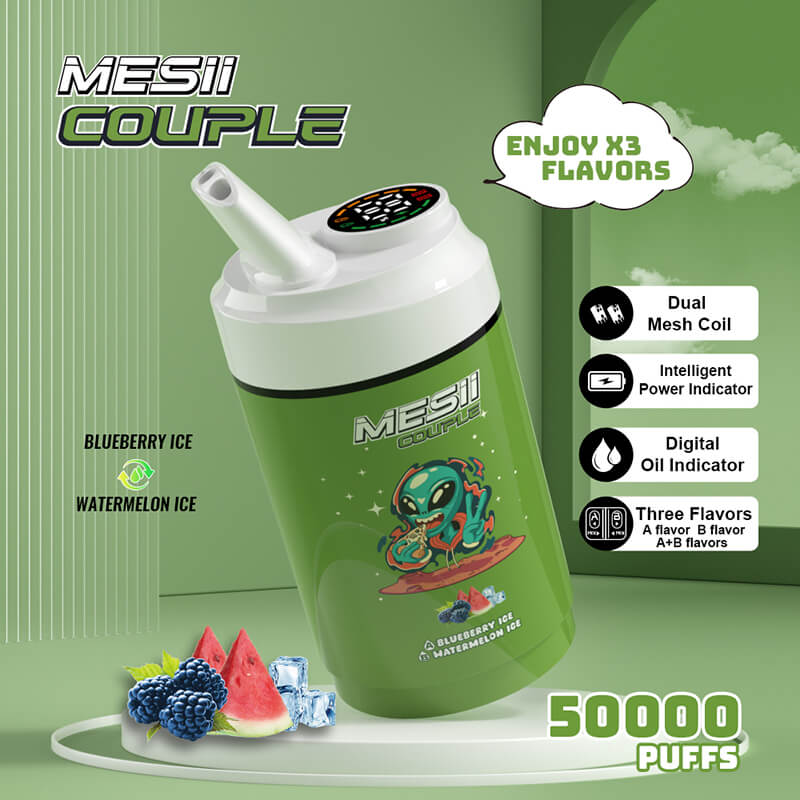 Mesii Couple 50K (Three Flavors) Top Choice for Vape Shops Factory Direct Price-800mAh battery, 40ml E-liquid, Multiple Nicotine 10 Flavors