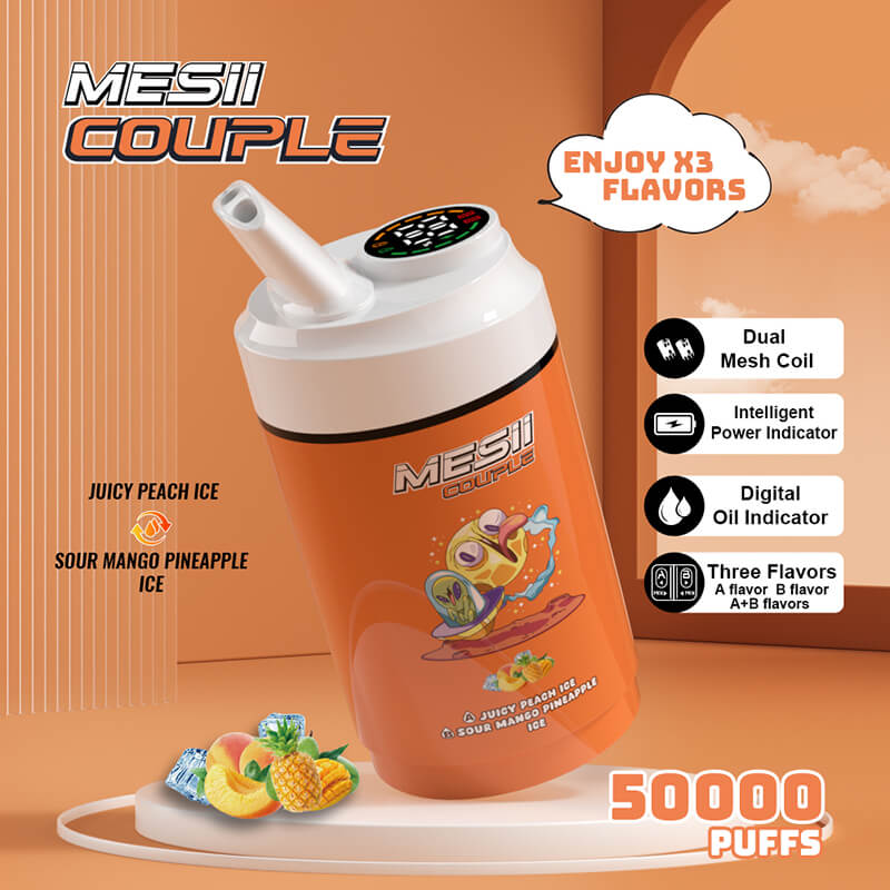 Mesii Couple 50K (Three Flavors) Top Choice for Vape Shops Factory Direct Price-800mAh battery, 40ml E-liquid, Multiple Nicotine 10 Flavors