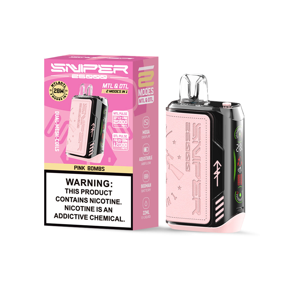 SNPER VAPMOD Sniper 25000Puffs  900 mAh Battery Digital Screen Vape  LED Screen Shisha Hookah Price 25K