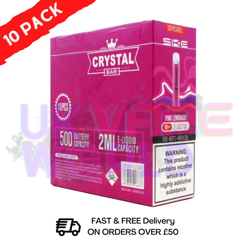 Pink lemonade - Crystal Bar Puffs 600 SKE Box Of 10 - £26.99