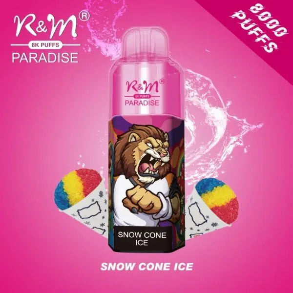 R&M Paradise 8000 puffs 0% 2% 3% 5% Nicotine Rechargeable Disposable vape
