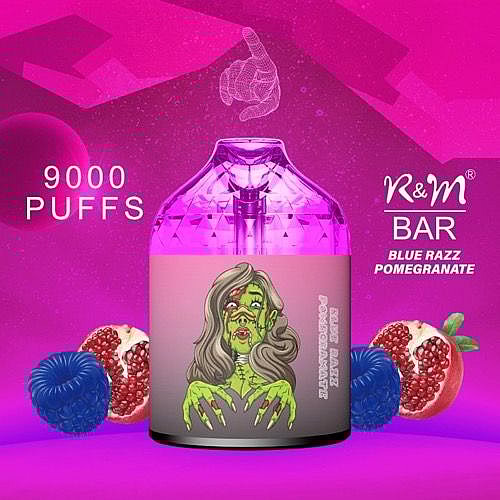 R&M BAR 9000 Puffs 0% 2% 3% 5% Nicotine Rechargeable Disposable vape