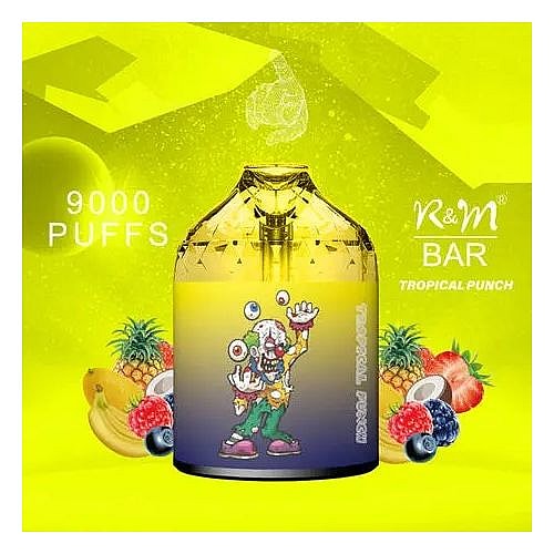 R&M BAR 9000 Puffs 0% 2% 3% 5% Nicotine Rechargeable Disposable vape