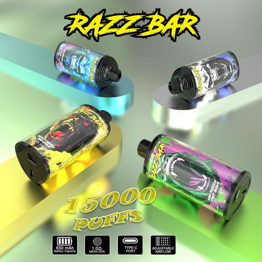 15000 Puffs Disposable Vape - 2%/5% Nicotine, 12 Flavors, Mesh Coil