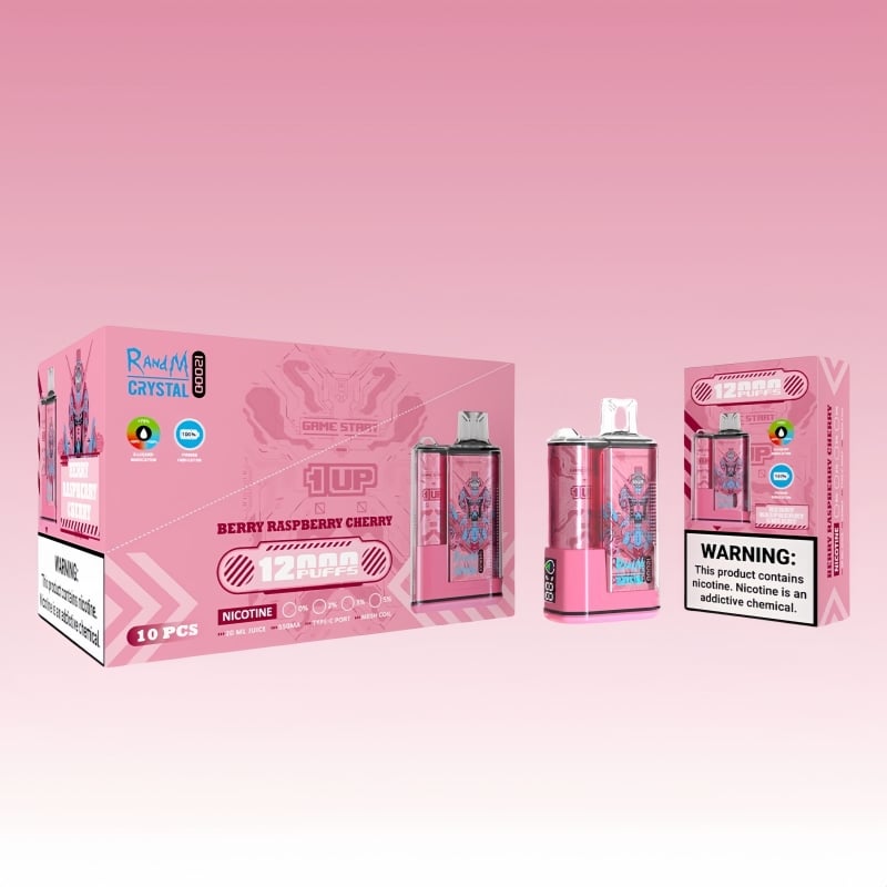 Rechargeable Randm Crystal 12000 Puffs Vape Disposable with Side Screen，650 mAh 20 ML 16Flavors