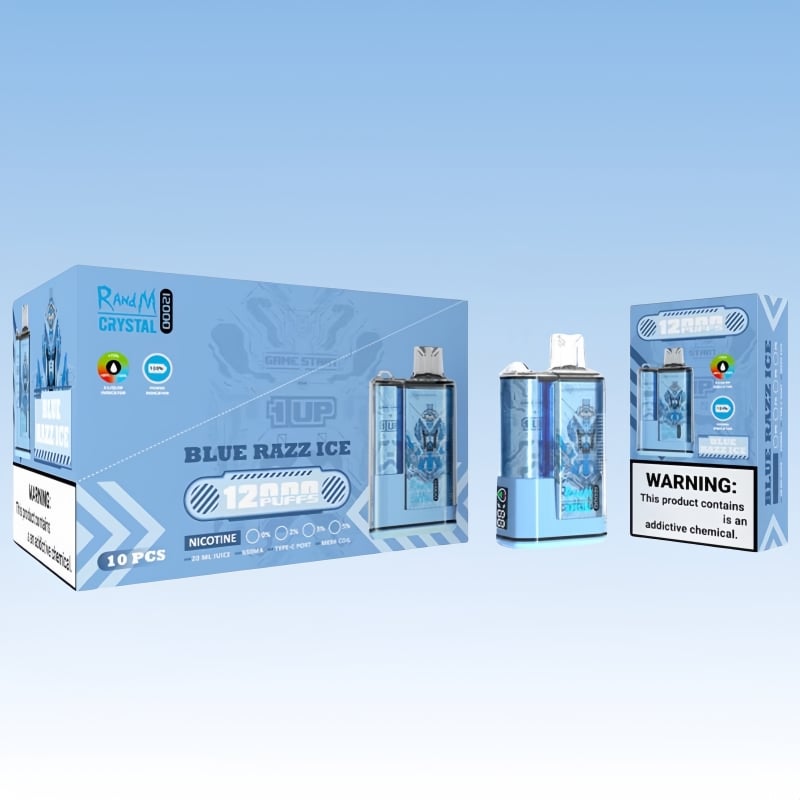 Rechargeable Randm Crystal 12000 Puffs Vape Disposable with Side Screen，650 mAh 20 ML 16Flavors