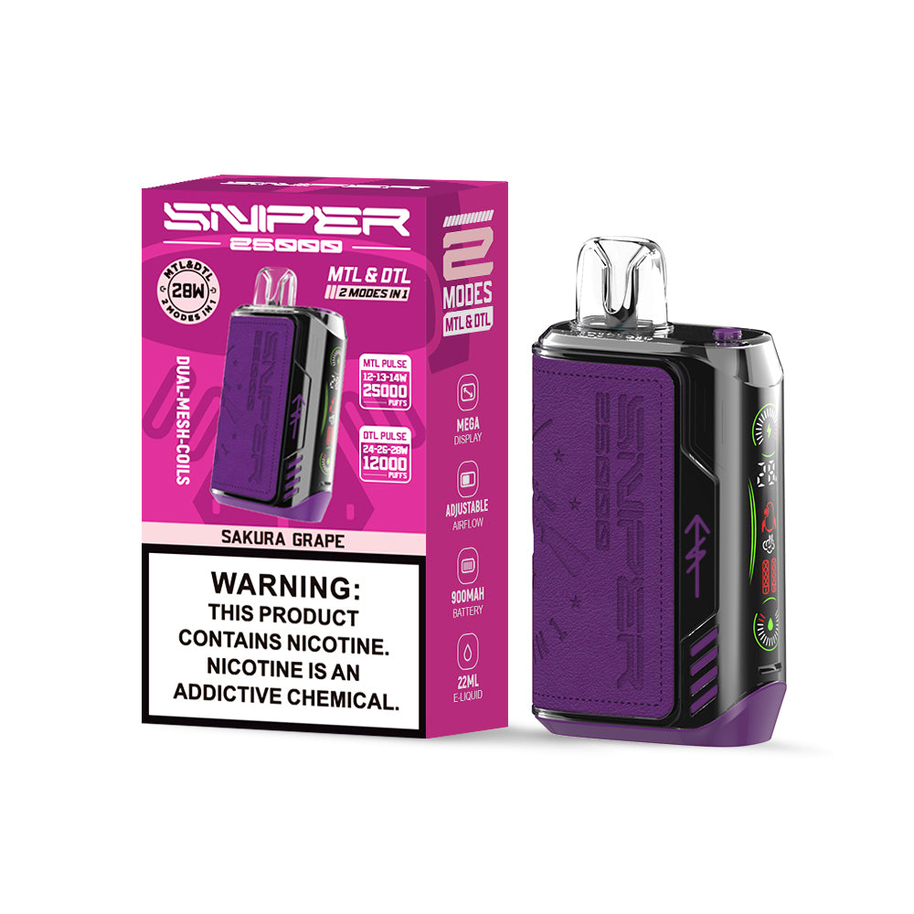 SNPER VAPMOD Sniper 25000Puffs  900 mAh Battery Digital Screen Vape  LED Screen Shisha Hookah Price 25K