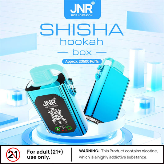 JNR Shisha Hookah Box 20500 Puffs Tornado Bar Smart Display Electronic Cigarette Vaper Disposable Vape-1000mAh Battery, 25ml E-liquid, Multiple Nicotine 15 Flavors