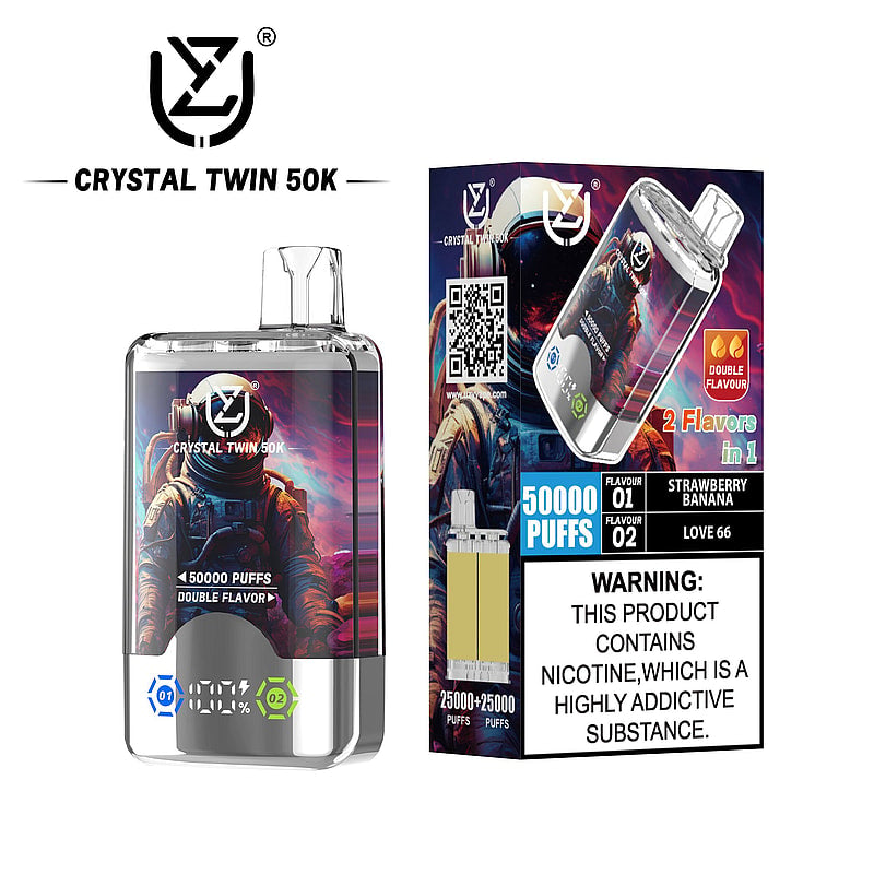 UZY Crystal Twin 50000 Puffs Double Flavor Disposable Vape with Dual Mesh Coil