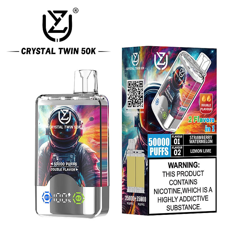 UZY Crystal Twin 50000 Puffs Double Flavor Disposable Vape with Dual Mesh Coil