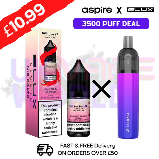 Strawberry ICE Cream ELUX LEGEND Salt 3500puff x Aspire Disposble Kit