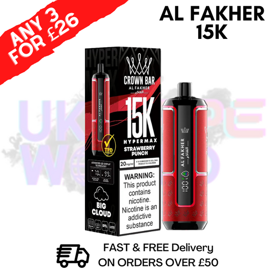 Strawberry Punch Al Fakher HyperMax 15k Puff | ANY 3 FOR £26