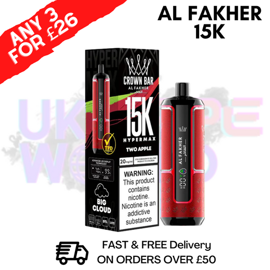 Two Apple Al Fakher HyperMax 15k Puff | ANY 3 FOR £26