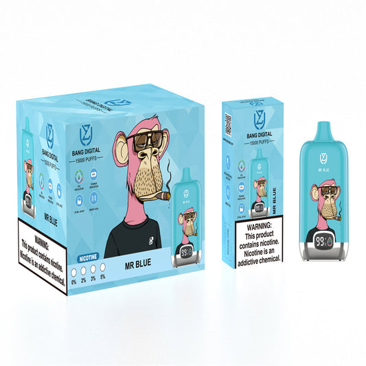 EU Warehouse Original Uzy Bang Digital 15000 Puffs Factory Wholesale Price Disposable Vaporizer Vape Pen Kit-850mAh Battery, 20ml E-liquid, Multiple Nicotine a12 Flavors