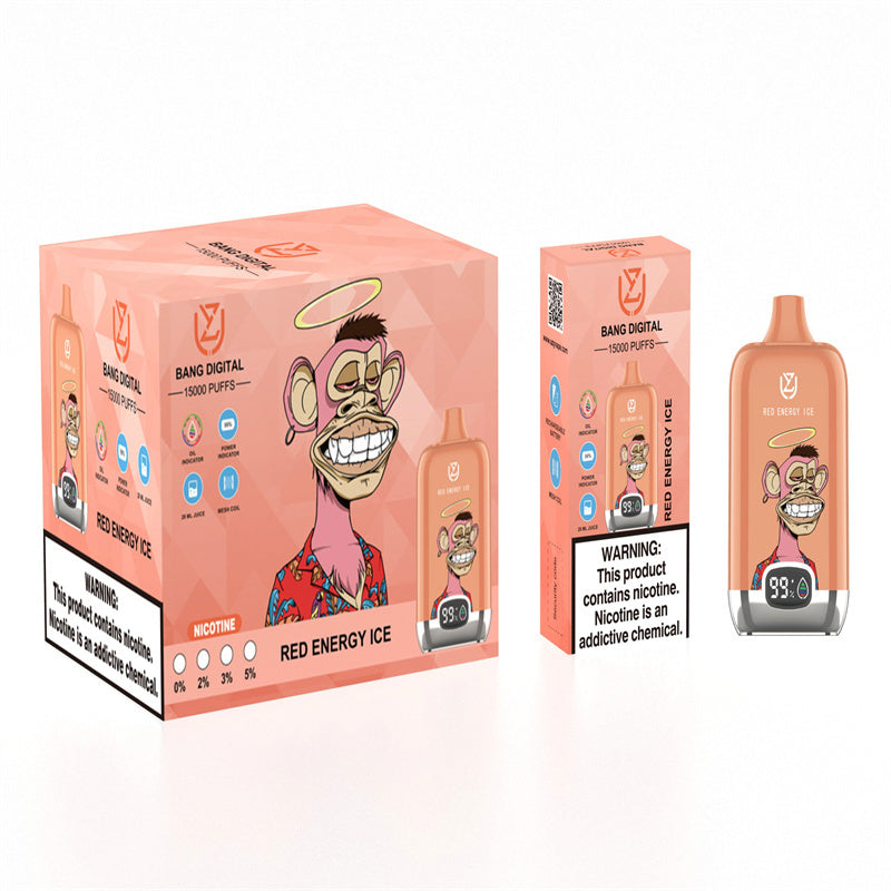 EU Warehouse Original Uzy Bang Digital 15000 Puffs Factory Wholesale Price Disposable Vaporizer Vape Pen Kit-850mAh Battery, 20ml E-liquid, Multiple Nicotine a12 Flavors