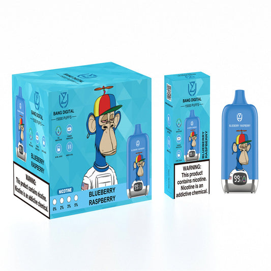 Original Uzy Bang Digital 15000 Puff 15k Disposable E-Cigarette Puff 15000-850mAh Battery, 20ml E-liquid, Multiple Nicotine 12 Flavors