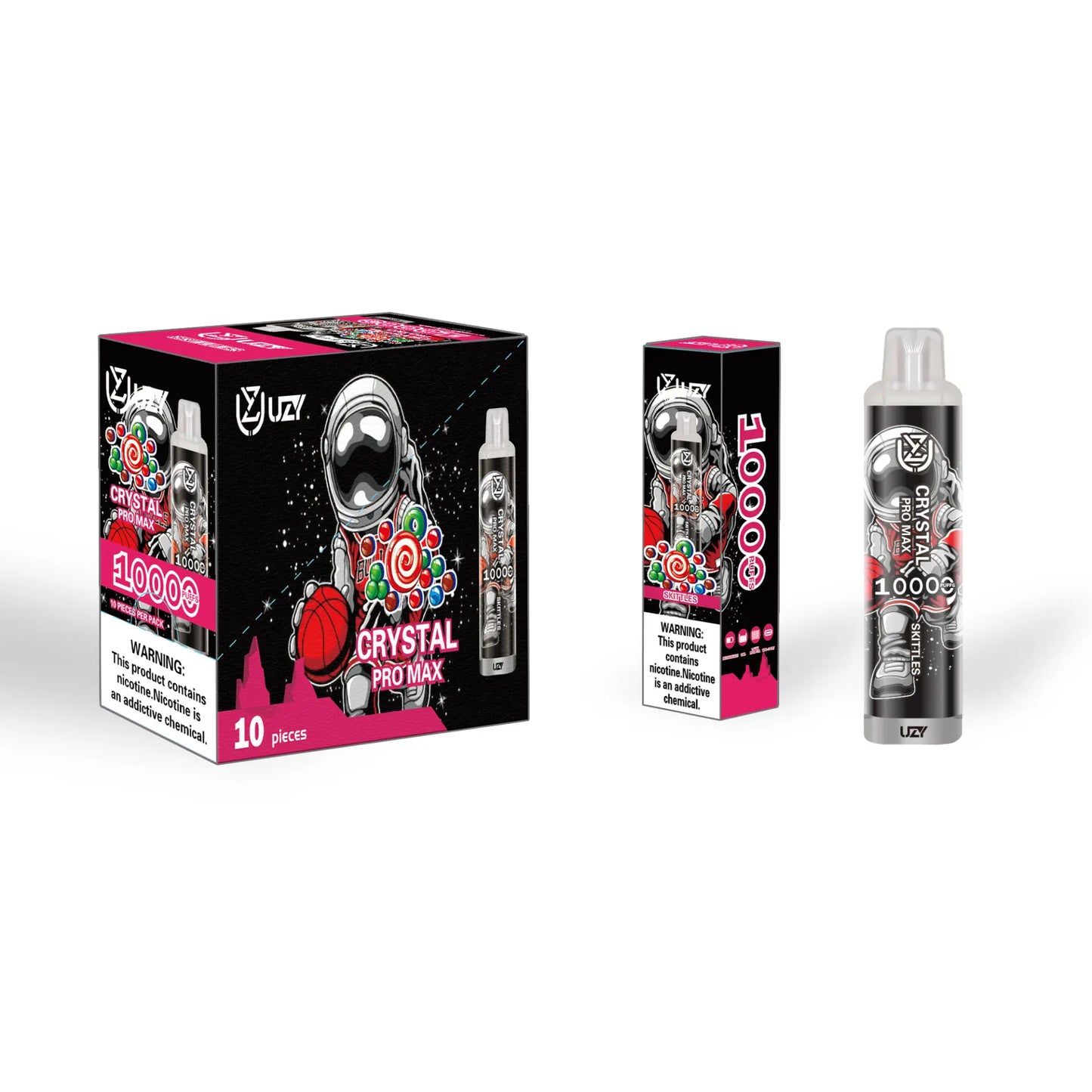 UZY Crystal Pro Max 10k Puffs 0% 2% 3% 5% Nicotine Rechargeable Disposable Pod