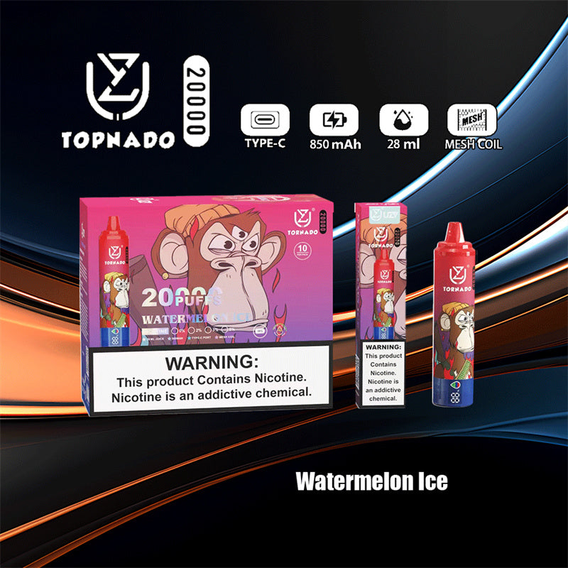 Disposable Vape UZY Tornado 20000 Puffs 0% 2% 3% 5% Nicotine LED Display New Electronic Cigarette Pen