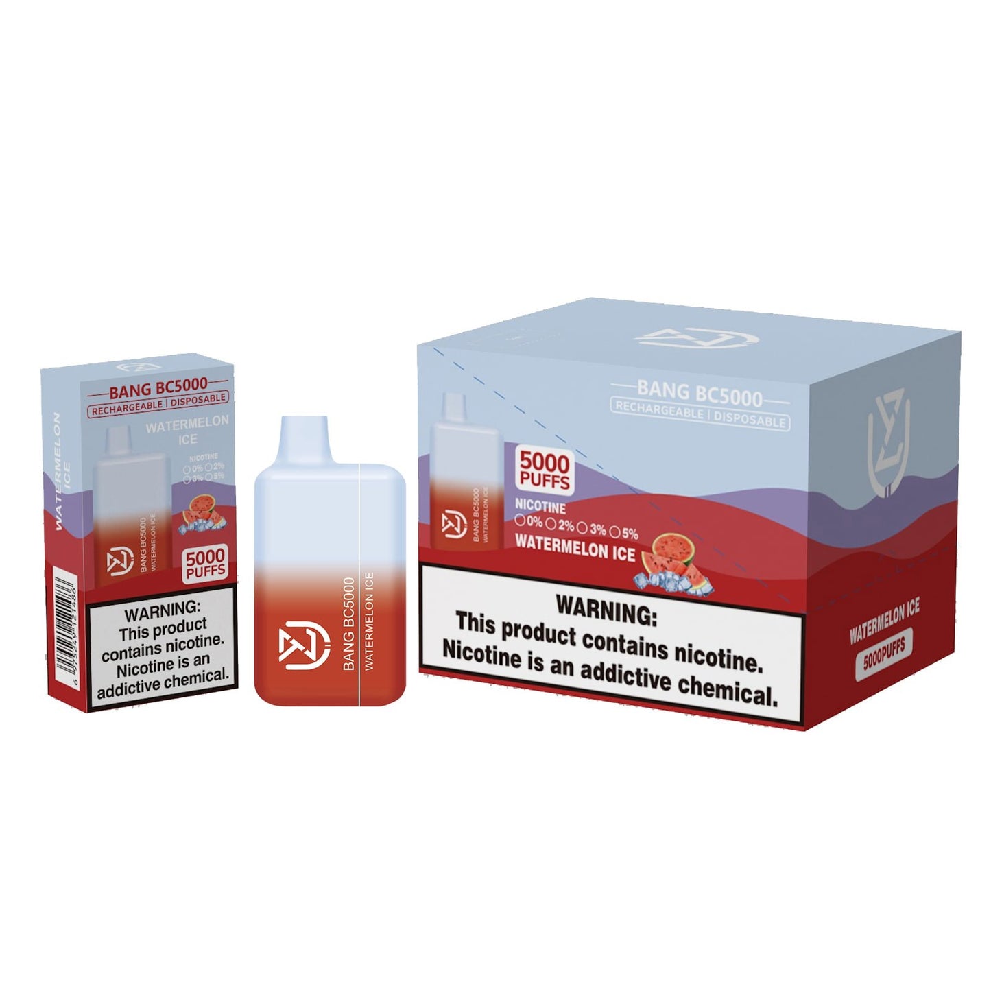 UZY BANG BC5000 0% 2% 3% 5% nicotine 5000puffs disposable electronic cigarettes-650mAh Battery, 13ml E-liquid, Multiple Nicotine 12 Flavors