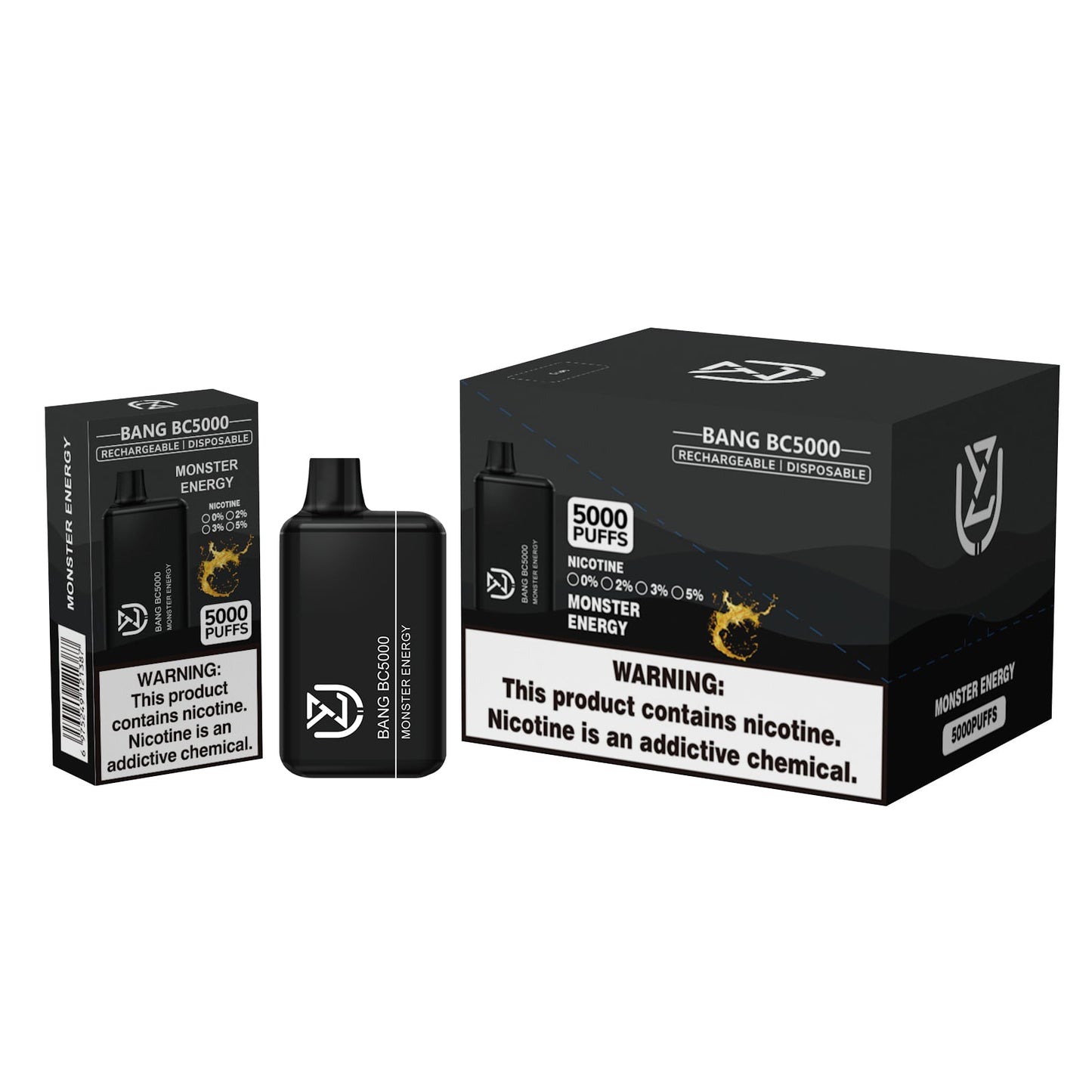 UZY BANG BC5000 0% 2% 3% 5% nicotine 5000puffs disposable electronic cigarettes-650mAh Battery, 13ml E-liquid, Multiple Nicotine 12 Flavors