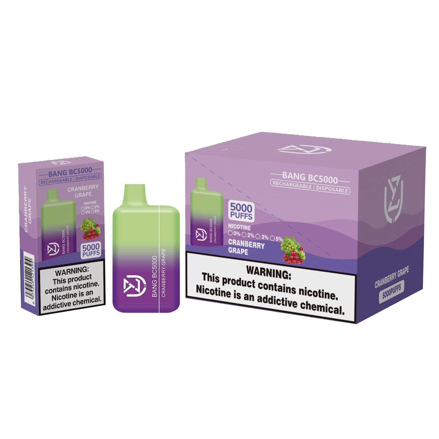 UZY BANG BC5000 0% 2% 3% 5% nicotine 5000puffs disposable electronic cigarettes-650mAh Battery, 13ml E-liquid, Multiple Nicotine 12 Flavors