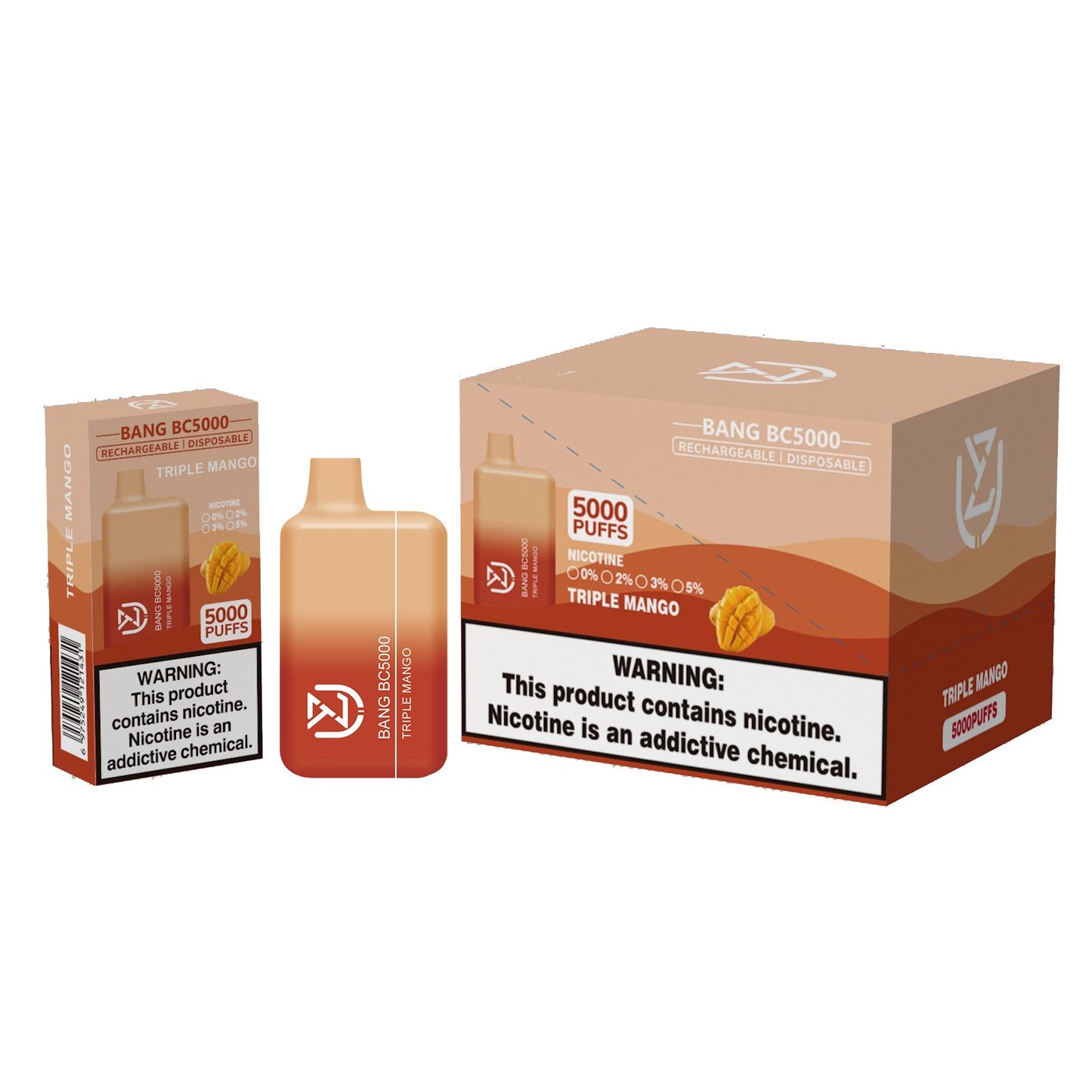 UZY BANG BC5000 0% 2% 3% 5% nicotine 5000puffs disposable electronic cigarettes-650mAh Battery, 13ml E-liquid, Multiple Nicotine 12 Flavors