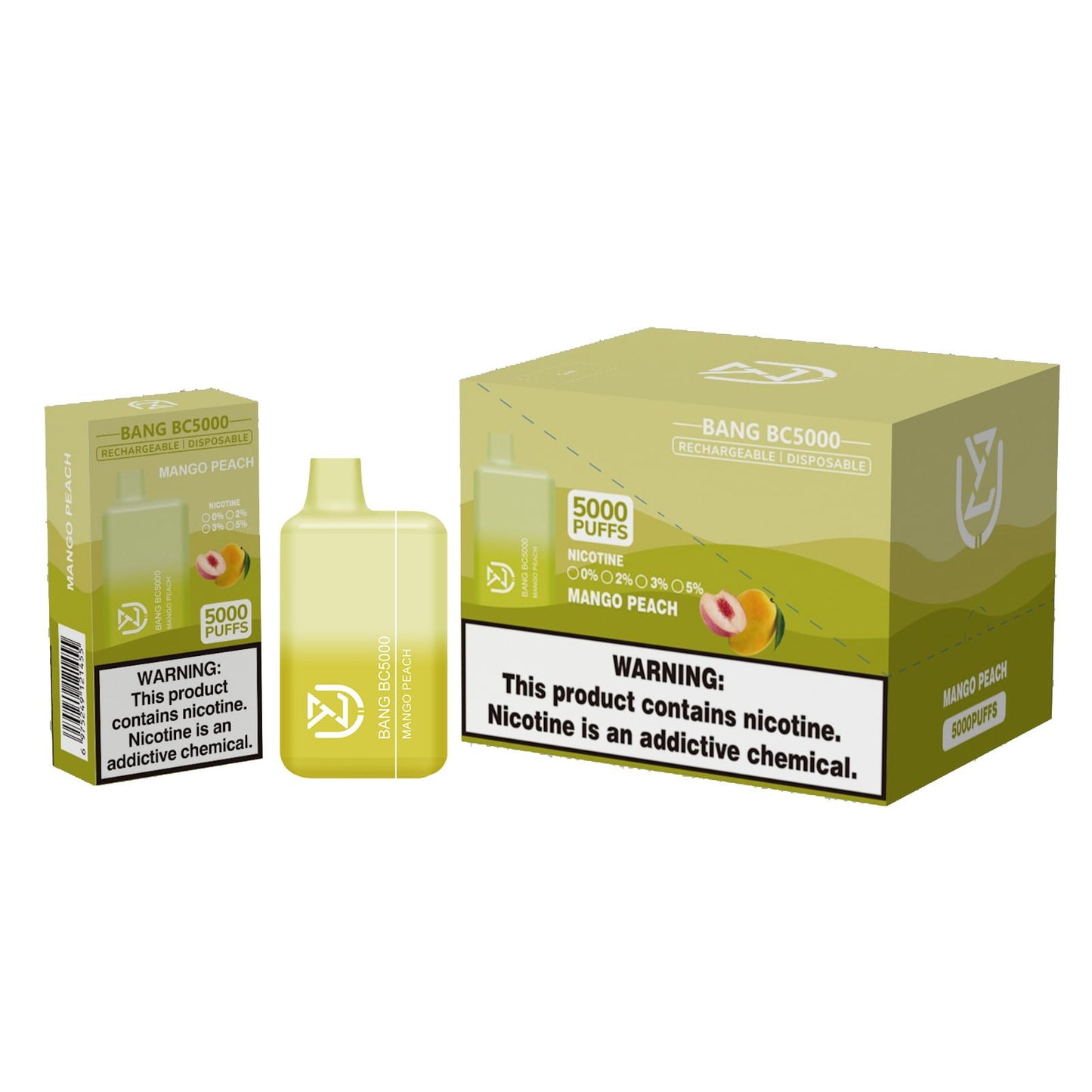 UZY BANG BC5000 0% 2% 3% 5% nicotine 5000puffs disposable electronic cigarettes-650mAh Battery, 13ml E-liquid, Multiple Nicotine 12 Flavors