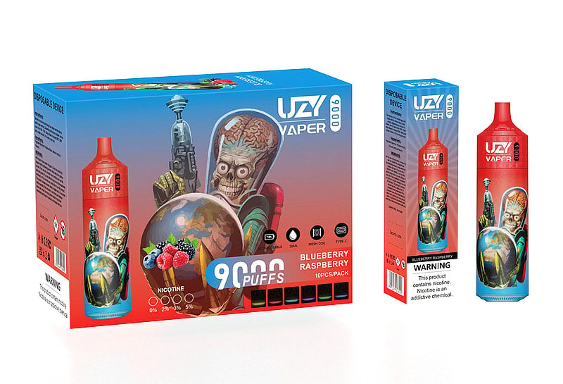 UZY Vaper 9000 Puffs  0% 2% 3% 5% Nicotine Rechargeable Disposable Pod
