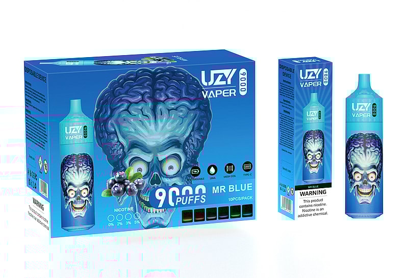 UZY Vaper 9000 Puffs  0% 2% 3% 5% Nicotine Rechargeable Disposable Pod