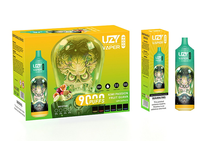 UZY Vaper 9000 Puffs  0% 2% 3% 5% Nicotine Rechargeable Disposable Pod