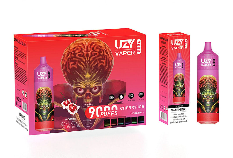 UZY Vaper 9000 Puffs  0% 2% 3% 5% Nicotine Rechargeable Disposable Pod