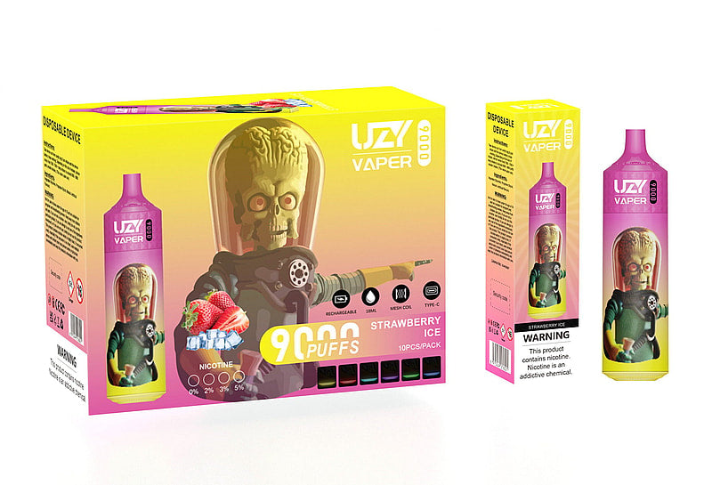 UZY Vaper 9000 Puffs  0% 2% 3% 5% Nicotine Rechargeable Disposable Pod