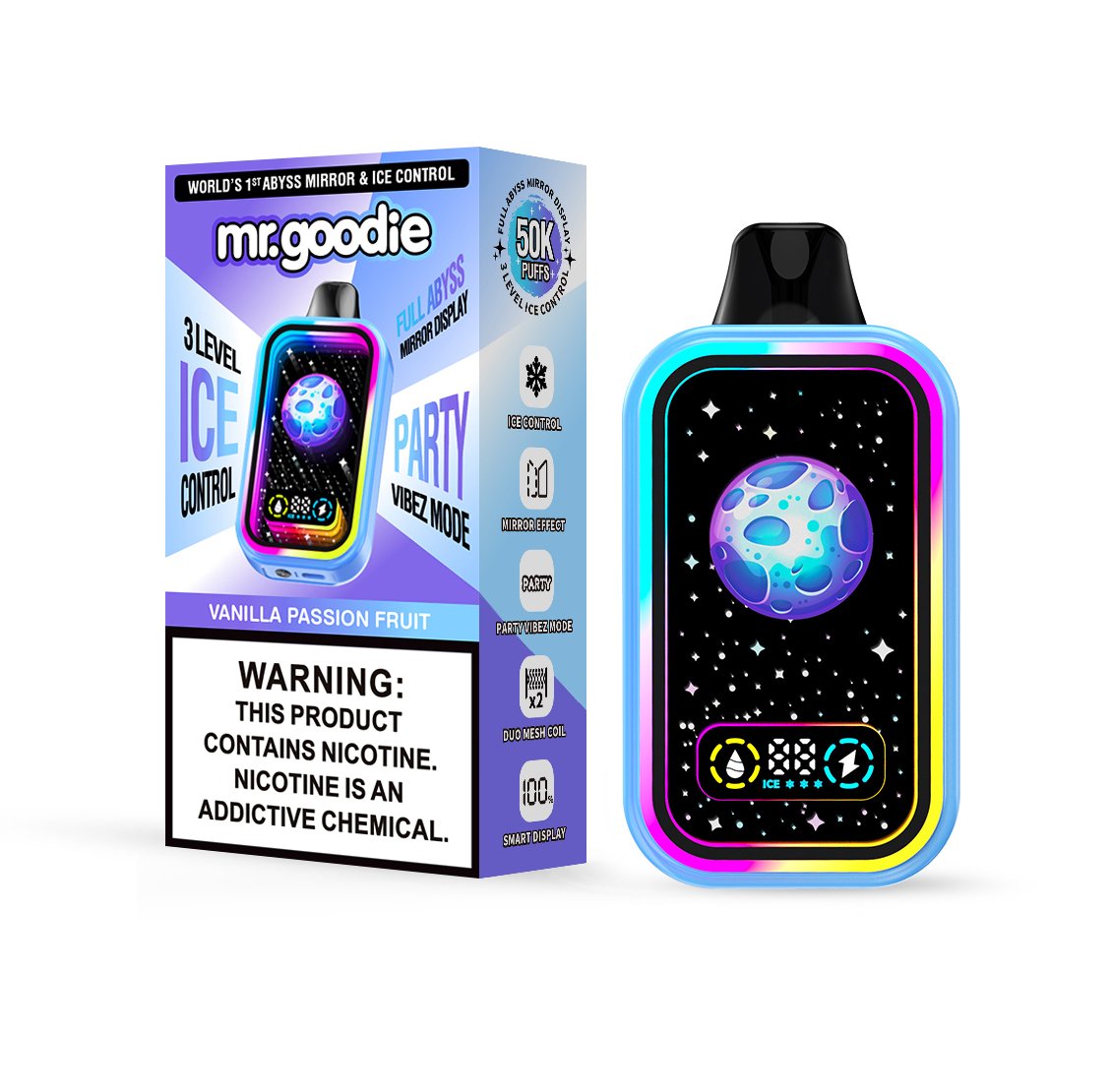 Mr.Goodie 50000 50K Puffs :Adjustable Ice Level Disposable Vape with Dual Mesh Coil