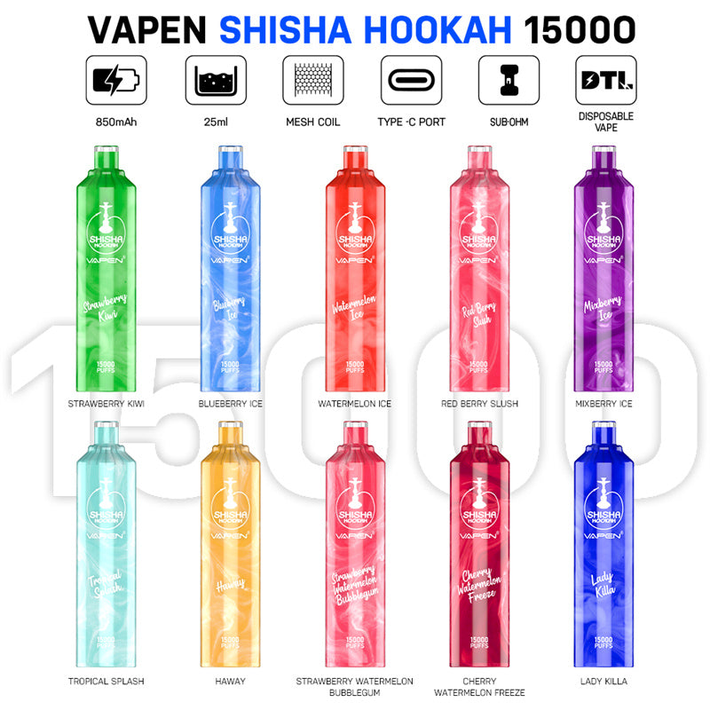 EU Warehouse VAPEN Shisha Hookah DTL 15000Puffs Disposable Vape JNR Flavors 15K Puff Vapes