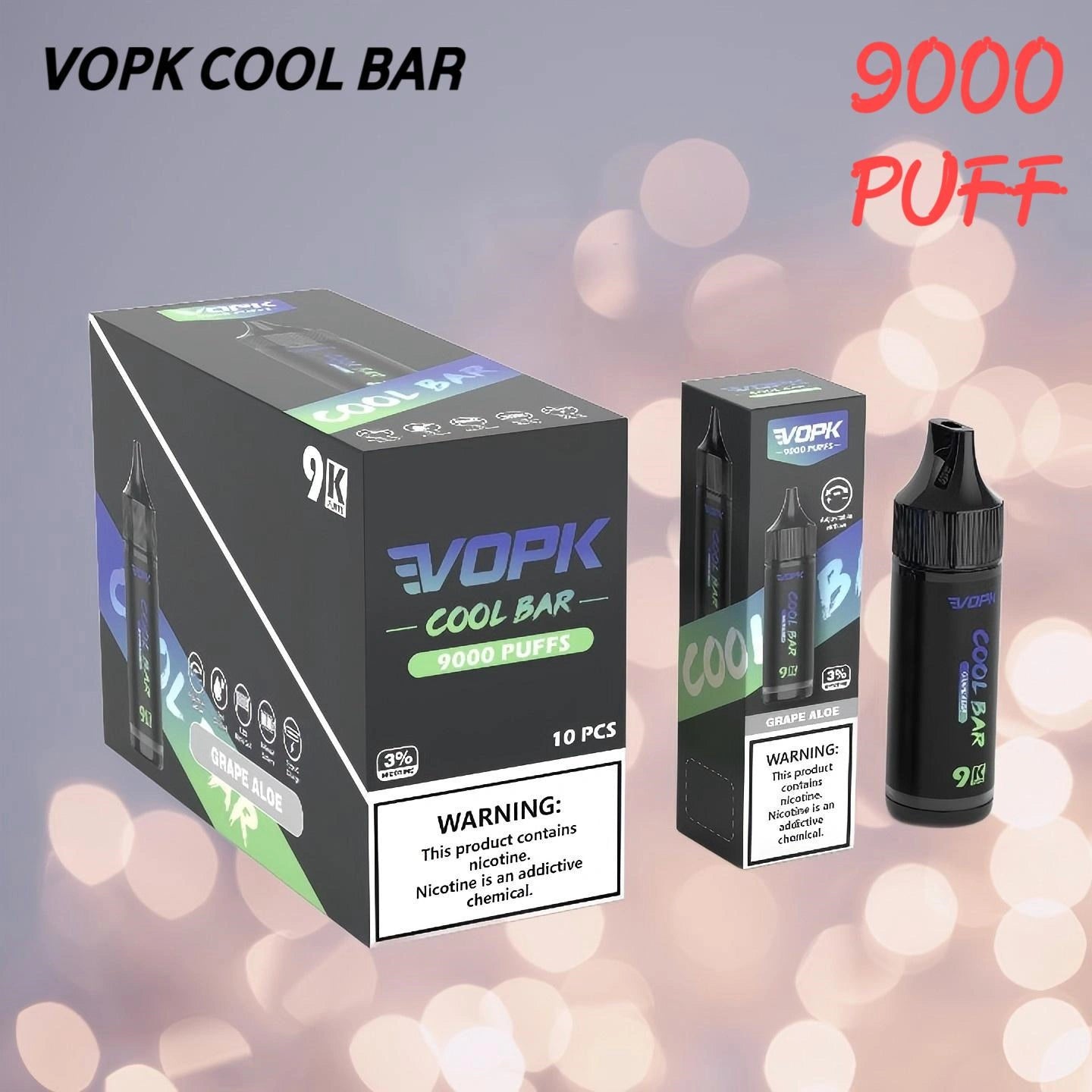 VOPK COOL BAR 9000 Puffs Wholesale Price Discount Sale-600mAh battery, 15ml E-liquid,Multiple Nicotine 10 Flavors