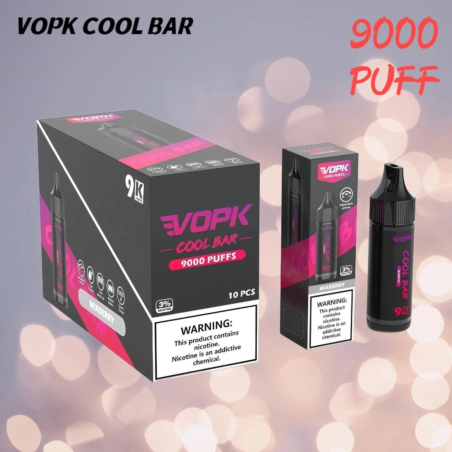 VOPK COOL BAR 9000 Puffs Wholesale Price Discount Sale-600mAh battery, 15ml E-liquid,Multiple Nicotine 10 Flavors