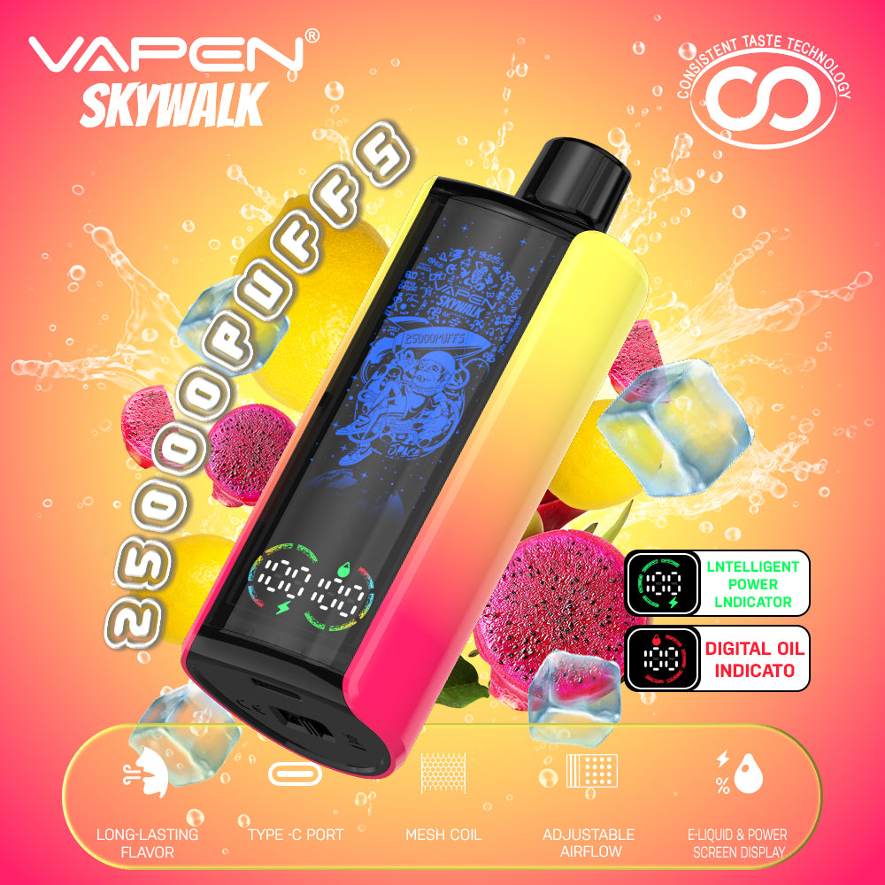 EU Newest Pulse Disposable Vape 25000 Puffs Vapen Skywalk E Cigarette Full Screen Display Smart Disposable Vaper Vapsolo Super RazzBar Razz Bar 15000 15K Puff Updated