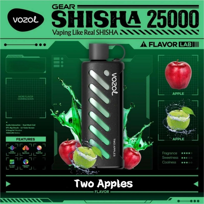 Vozol Gear Shisha 25k Wholesale Vape Bulk Price-1000mAh Battery, 25ml E-liquid, Multiple Nicotine 16 Flavors