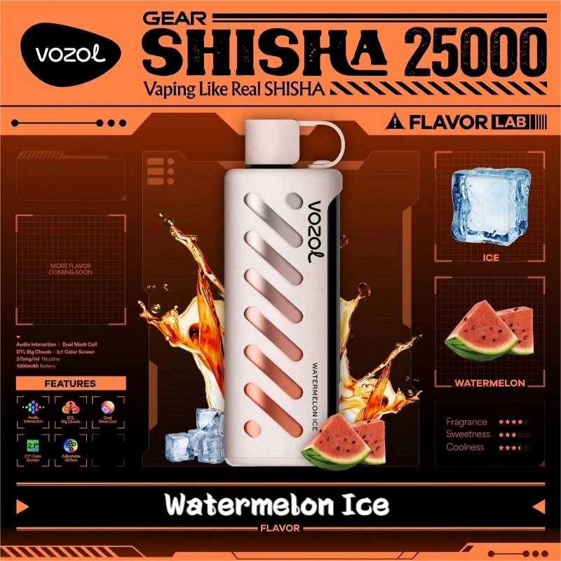 Vozol Gear Shisha 25k Wholesale Vape Bulk Price-1000mAh Battery, 25ml E-liquid, Multiple Nicotine 16 Flavors