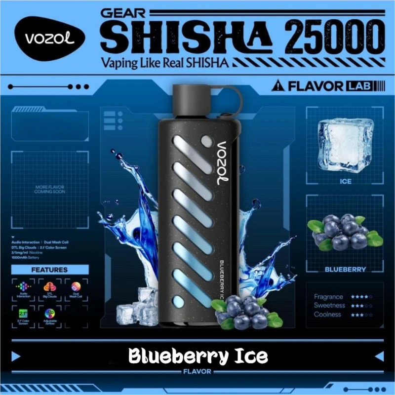 Vozol Gear Shisha 25k Wholesale Vape Bulk Price-1000mAh Battery, 25ml E-liquid, Multiple Nicotine 16 Flavors